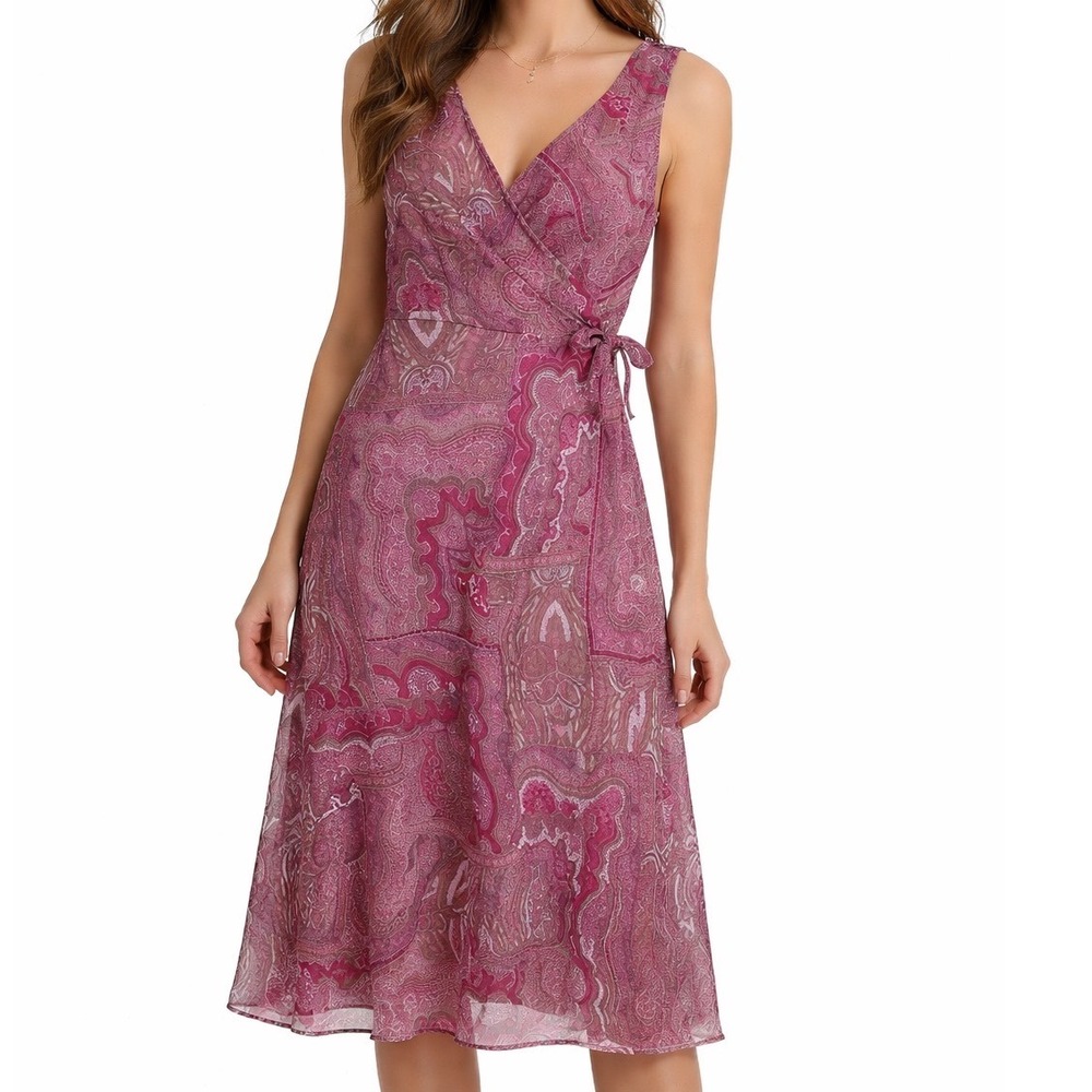 Merona Dress Size 8 Pink Paisley Sleeveless Cottagecore Coquette BalletCore Boho